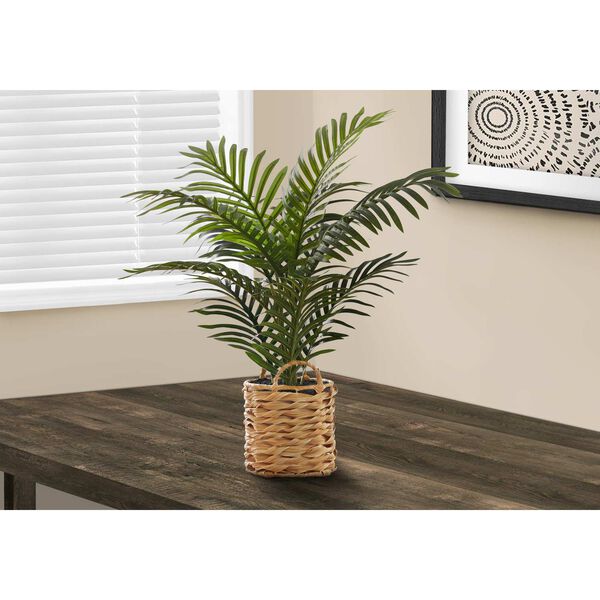 Brown Green 24-Inch Palm Indoor Faux Fake Potted Decorative Artificial Plant, image 2